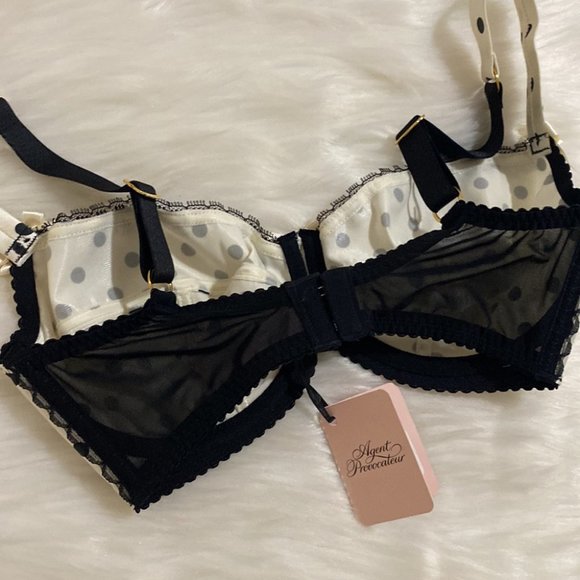 Agent Provocateur Marjorie Silk White Black Polka Dot Bra NWT - Picture 9 of 12